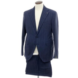 【新品】タリアトーレ TAGLIATORE ストレッチウール ストライプ 2つボタンスーツ ネイビーxグレー【サイズ50】【S/S】【状態ランクN】【メンズ】