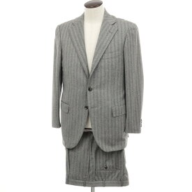 【中古】カルーゾ CARUSO ウールカシミヤ ヘリンボーン 3つボタンスーツ グレー【サイズ50】【A/W】【状態ランクB】【メンズ】[APD]