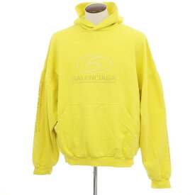 【SALE10%OFF/返品不可】【中古】バレンシアガ BALENCIAGA ダメージ加工 コットン プルオーバー パーカー ライムイエロー【サイズ3】【S/S/A/W】【状態ランクA】【メンズ】[APD]