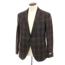 【新品】カナーリ CANALI ウール チェック 2B テーラードジャケット ブラウンxグレー【サイズ50】【S/S】【状態ランクN】【メンズ】