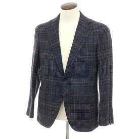 【新品】カナーリ CANALI ウールシルクナイロンカシミヤ チェック 2B テーラードジャケット ネイビーxブラック【サイズ50】【S/S】【状態ランクN】【メンズ】