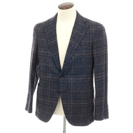 【新品】カナーリ CANALI ウールシルクナイロンカシミヤ チェック 2B テーラードジャケット ネイビーxブラック【サイズ50】【S/S】【状態ランクN】【メンズ】