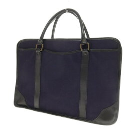 【中古】エッティンガー ETTINGER キャンバス レザー ブリーフケース ネイビーxブラック【WxH30xD7】【S/S/A/W】【状態ランクC】【メンズ】[APD]