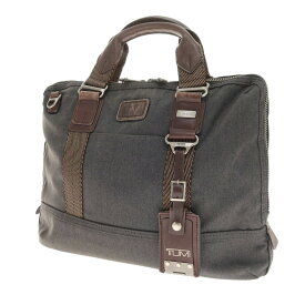 【SALE30%OFF/返品不可】【中古】トゥミ TUMI ポリエステル系 レザー 2way ブリーフケース ダークグレーxダークブラウン【WxH30xD8.5】【S/S/A/W】【状態ランクC】【メンズ】