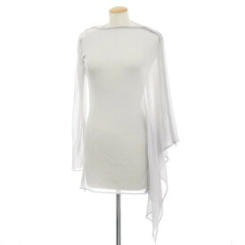【中古】イッセイミヤケ ISSEY MIYAKE 2026年春夏 リヨセル系 長袖 プルオーバーニット ライトグレー【サイズ表記なし（L位）】【S/S】【状態ランクA】【レディース】