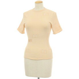 【中古】イッセイミヤケ ISSEY MIYAKE 2026年春夏 レーヨン系 クルーネック 半袖 プルオーバーニット ベージュ【サイズ表記なし（L位）】【S/S】【状態ランクA】【レディース】