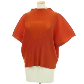 【中古】プリーツプリーズ PLEATS PLEASE ポリエステル プリーツ 半袖トップ・カットソー テラコッタ【サイズ3】【S/S】【状態ランクB】【レディース】