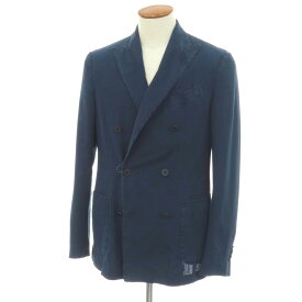 【中古】ラルディーニ LARDINI コットン 6B ダブルブレスト テーラードジャケット ネイビー【サイズ46 REG】【S/S】【状態ランクC】【メンズ】[APD]