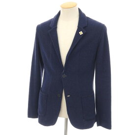 【中古】ラルディーニ LARDINI コットンナイロン 2B ニットジャケット ネイビー【サイズXS】【S/S】【状態ランクB】【メンズ】[APD]