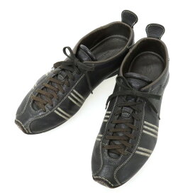 【中古】サントーニ Santoni レザー スニーカー ブラック【サイズ6】【S/S/A/W】【状態ランクC】【メンズ】[APD]