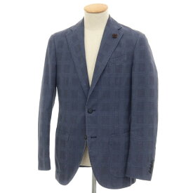 【中古】ラルディーニ LARDINI コットンシルクナイロン グレンチェック 3B カジュアルジャケット ブルーxブラック【サイズ44】【S/S】【状態ランクB】【メンズ】