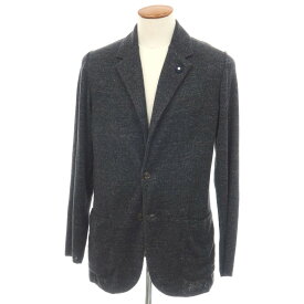 【中古】ラルディーニ LARDINI リネンコットン 2B ニットジャケット ダークグレー【サイズM】【S/S】【状態ランクB】【メンズ】