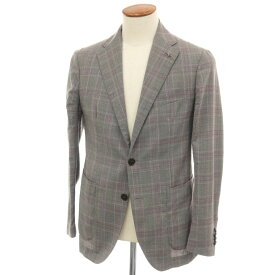 【中古】タリアトーレ TAGLIATORE ウールポリウレタン チェック 2B テーラードジャケット グレーxパープル【サイズ48】【S/S】【状態ランクC】【メンズ】