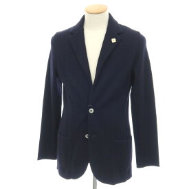 【中古】ラルディーニ LARDINI ウール 2つボタン ニットジャケット ネイビー【サイズS】【S/S/A/W】【状態ランクB】【メンズ】