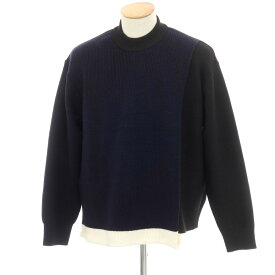 【中古】アンブッシュ AMBUSH ウールポリエステル系 モックネック プルオーバーニット ブラックxネイビー【サイズ1】【A/W】【状態ランクB】【メンズ】 EPD