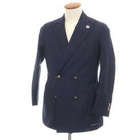 【中古】ラルディーニ LARDINI ウールモヘヤ ダブル4B テーラードジャケット ネイビー【サイズ46】【S/S】【状態ランクC】【メンズ】
