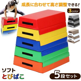 跳び箱 ソフト 飛び箱 とび箱 ジョイント式 とびばこ 子供 幼児 保育園 幼稚園 小学生 運動 自宅 子ども クリスマス 室内 家庭用 5段セット 選べるカラー