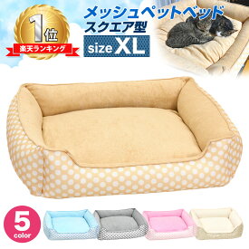 【半額】【エントリーでP10倍】 ペットベッド 犬 猫 ベッド マット 夏用 洗える カドラー メッシュ パイル カバー ふわふわ 春夏 2WAY かわいい おしゃれ ソファ ポルカドット スクエア型 XLサイズ