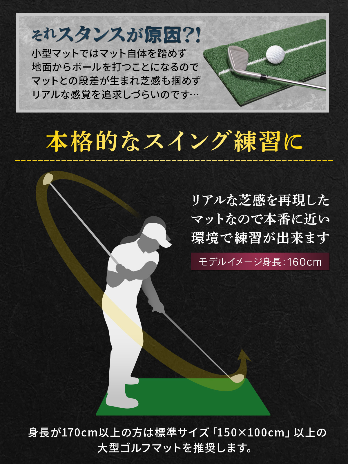 楽天市場】ゴルフマット 大型 ゴルフ 練習 マット 素振り ドライバー