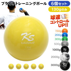 プライオボール 野球 球速アップ トレーニングボール 投手 プアボール サンドボール 練習 ウエイトボール 重いボール Plyoball 130g (6個セット)