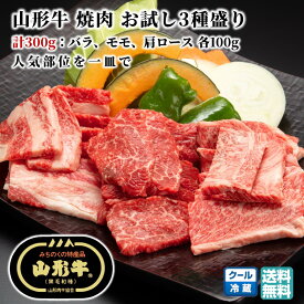 【楽天スーパーSALE 半額以下】山形牛 焼肉 お試し3種盛り 計300g（各100g）黒毛和牛 送料無料【E05】