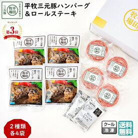 ＼最短発送／ 平田牧場 平牧三元豚ハンバーグ＆ロールステーキギフトセット (冷凍 HSF19-8) ブランド豚 送料無料 ブラックフライデー お歳暮 (東北 山形 お返し 御祝 内祝 美味しい おすすめ) 【B02】