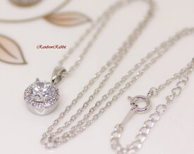 18K RGP プラチナ ダイヤ CZ 一粒 ネックレス yn3189 普通便 送料無料