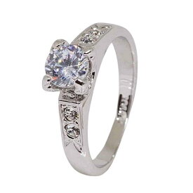 18K RGP プラチナ ダイヤ CZ 一粒 上品 リング yu1037e 普通便 送料無料