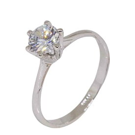 18K RGP 指輪 プラチナ ダイヤ CZ 六爪 王冠 一粒 リング yu1035e