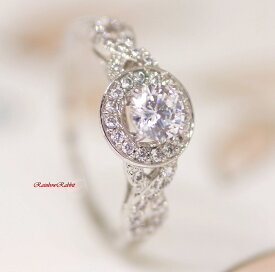 18K RGP プラチナ ダイヤ CZ 一粒 上質 リング yu1181e 普通便 送料無料