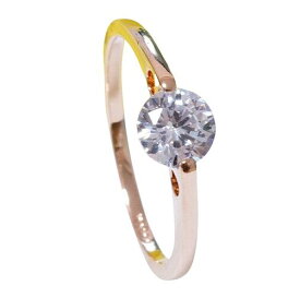 指輪 18K RGP ゴールド CZ ダイヤ 6mm 1粒 シンプル リングgu1157e