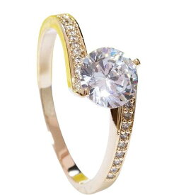 指輪 18K RGP ゴールド ダイヤ CZ 1粒 7mm リング　gu1163e 普通便 送料無料