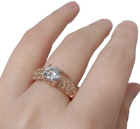 18K 指輪 RGP ゴールド ダイヤ CZ 一粒 上品 リング gu899e