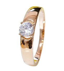 18K RGP ダイヤ CZ ゴールド 5mm 1粒 上品 リング gu1144e