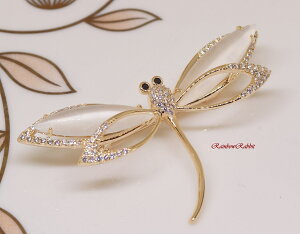 18K RGP ゴールド ダイヤ CZ トンボ ブローチ gx5109 普通便 送料無料