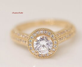 18K RGP ゴールド ダイヤ CZ 一粒 リング gu1497e 普通便 送料無料