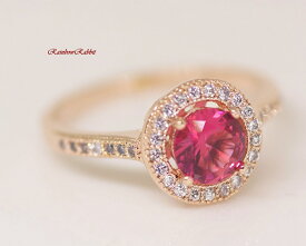 18K RGP ゴールド ダイヤ CZ 赤ワイン 一粒 リング gu1515e 普通便 送料無料