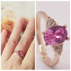 18K 指輪 RGP ゴールド ダイヤ CZ ピンク 一粒 リング gu1376e