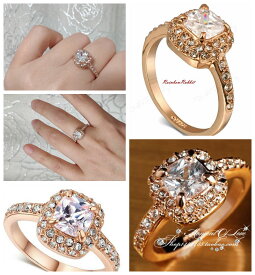 18K RGP ゴールド ダイヤ CZ ゴージャス 一粒 指輪 gu1169e