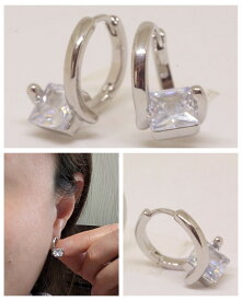 18K RGP プラチナ ダイヤ CZ 一粒 リング ピアス yp4914