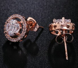 18K RGP ゴールド ダイヤ CZ 一粒 フラワー ピアス gp5237 普通便