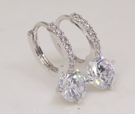 18K RGP プラチナ ダイヤ CZ 一粒 リング ピアス yp5047 普通便 送料無料