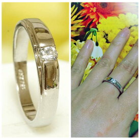 18K 指輪 RGP プラチナ ダイヤ CZ 上質 一粒 リング yu782e