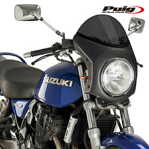 Puig 9515F RETRO SEMI FAIRING [CARBON PRINT/DARK SMOKE] ėpXN[ TRIUMPH SPEED TWIN (19-23) STREET TWIN (16-22) THRUXTON 1200R (16-21) v[` XN[ JE