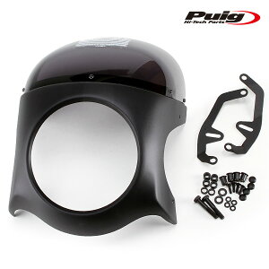 Puig 9554F RETRO SEMI FAIRING [DARK SMOKE]ėpXN[ V7 STONE 750(17-22) INTERCEPTOR 650(SN) BONNEVILLE SPEEDMASTER(18-23) XSR 125(21-23) XSR 125 LEGACY(22-23)v[` XN[ JE