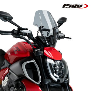Puig 21713H WINDSHIELD NEW GENERATION ADJUSTABLE [SMOKE] DUCATI DIAVEL V4(24-25) �v�[�` �j���[�W�F�l���[�V����NK�X�N���[��