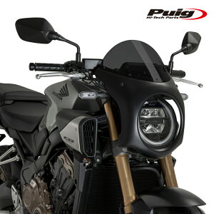 Puig 21962F RETRO SEMI FAIRING CARBON LIQUID HOUSING [CARBOON PRINT/DARK SMOKE] HONDA CB650R NEO SPORTS CAFE(24-) v[` XN[ JE