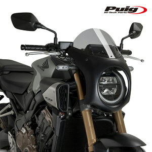 Puig 21962H RETRO SEMI FAIRING CARBON LIQUID HOUSING [CARBOON PRINT/SMOKE] HONDA CB650R NEO SPORTS CAFE(24-) v[` XN[ JE