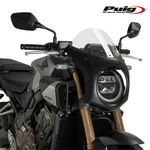 Puig 21962W RETRO SEMI FAIRING CARBON LIQUID HOUSING [CARBOON PRINT/CLEAR] HONDA CB650R NEO SPORTS CAFE(24-) v[` XN[ JE
