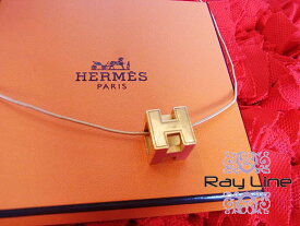 HERMES エルメス ネックレス Hキューブ レディース G金具×赤 中古